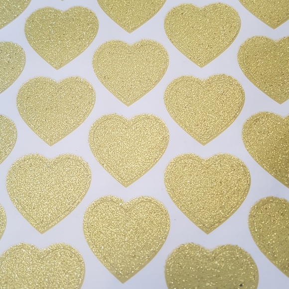 25 pcs Gold Heart Stickers 1" inch